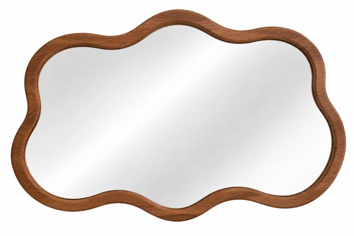 Miroir horizontal à cadre marron ondulé